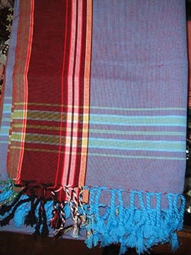 Solid Cream Body Classic African Kikoy with Tanned Border image 1